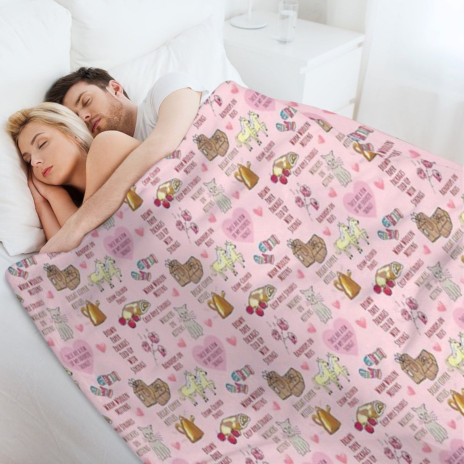 My Favorite Things Cute Pink Valentine's Day Pattern Quick-dry Throw Blanket