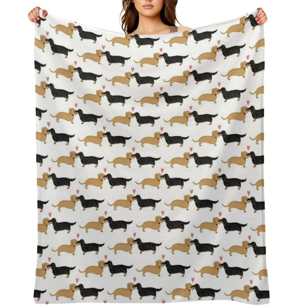 Dachshunds Love Dogs with Heart Cute Wiener Dogs All-season Throw Blanket