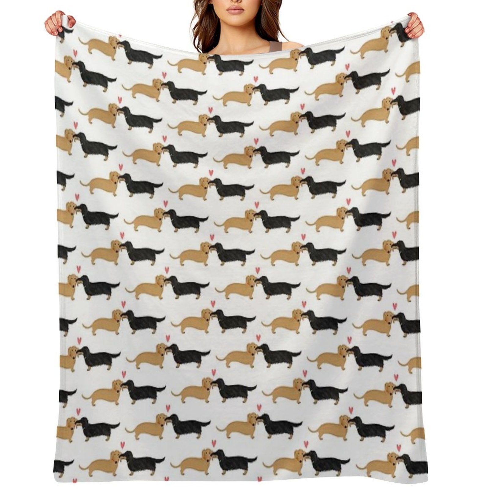 Dachshunds Love Dogs with Heart Cute Wiener Dogs All-season Throw Blanket
