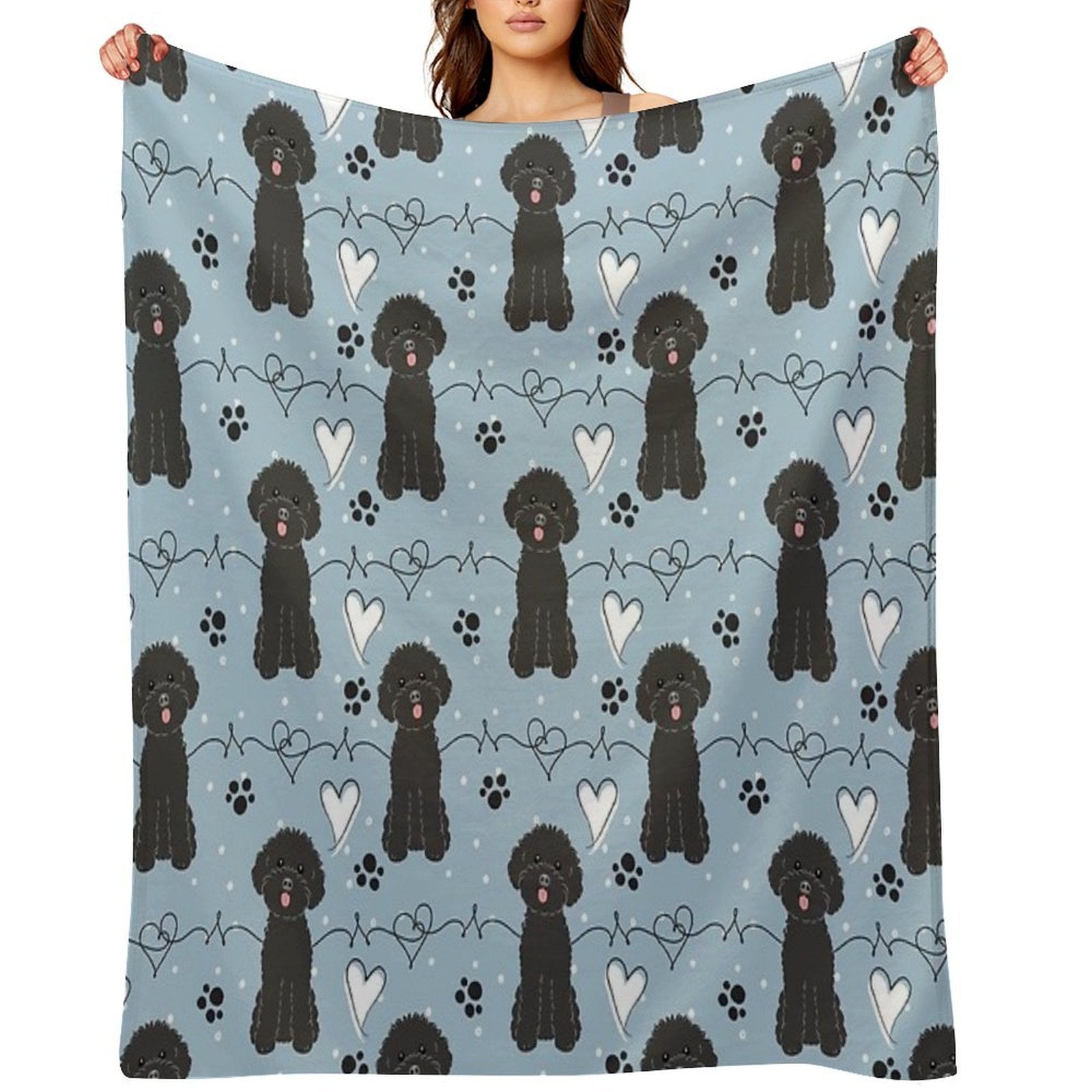 LOVE Black Toy Poodle Durable Throw Blanket