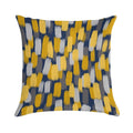 Abstract Grey And Mustard Yellow Paint Brush Effect on Navy Blue Soft Washable Throw Pillow