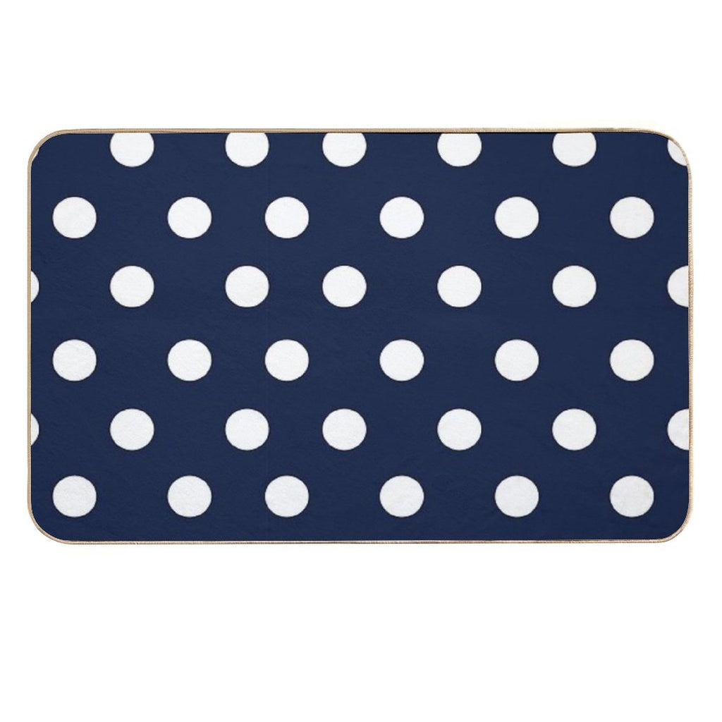 Navy Blue And White Large Polka Dot  Slip-Resistant Bath Mat
