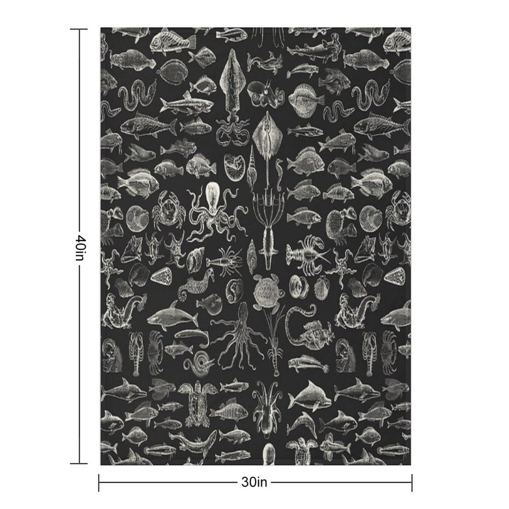Sea Creatures - White Quick-dry Throw Blanket
