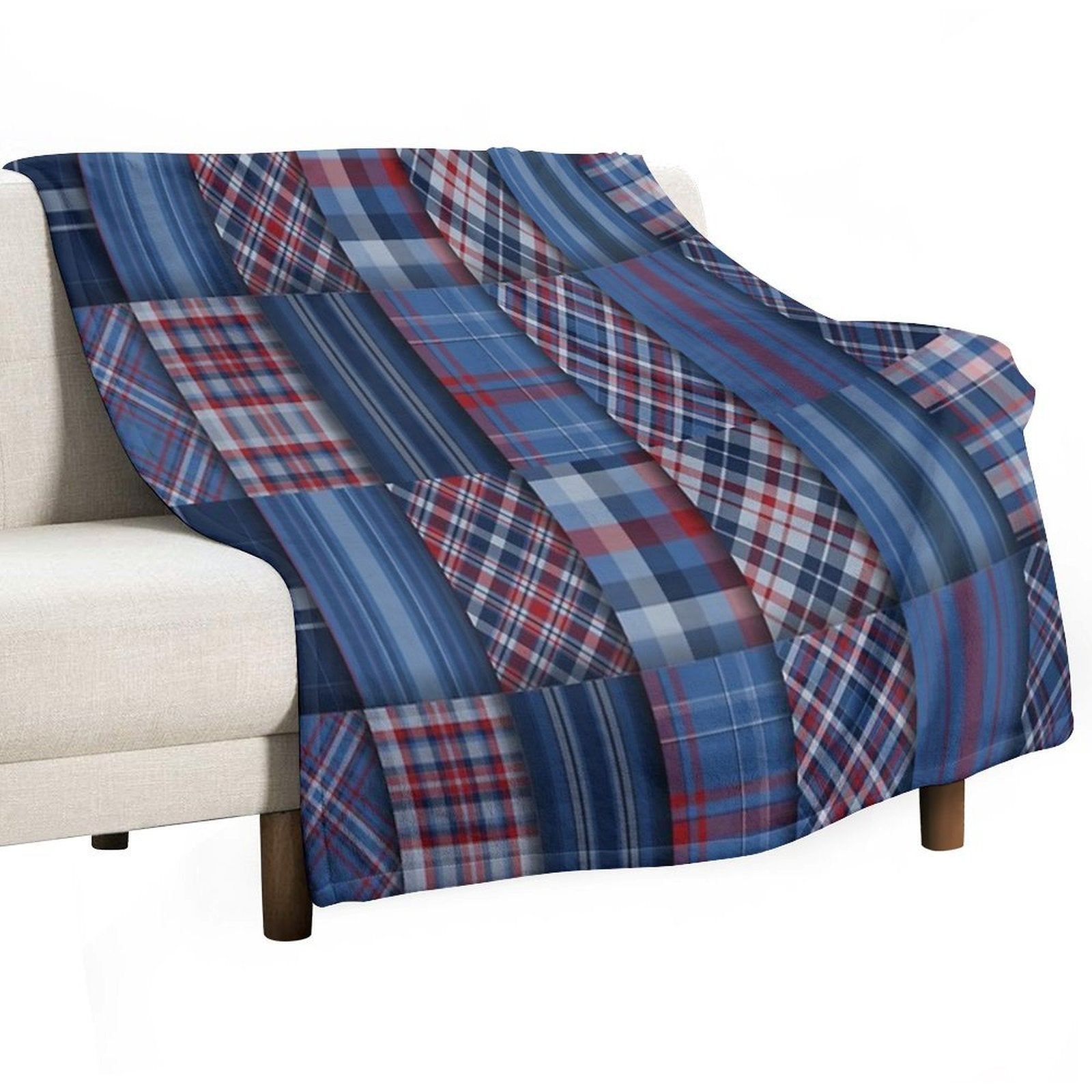 Plaid Tartan Red And Blue Quick-dry Throw Blanket