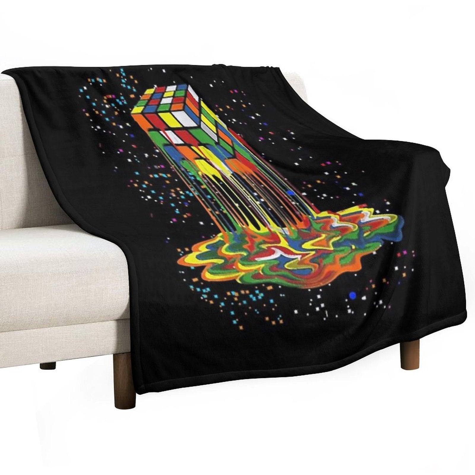 Awesome Graphic Melting Rubik Rubix Rubics Cube Durable Throw Blanket