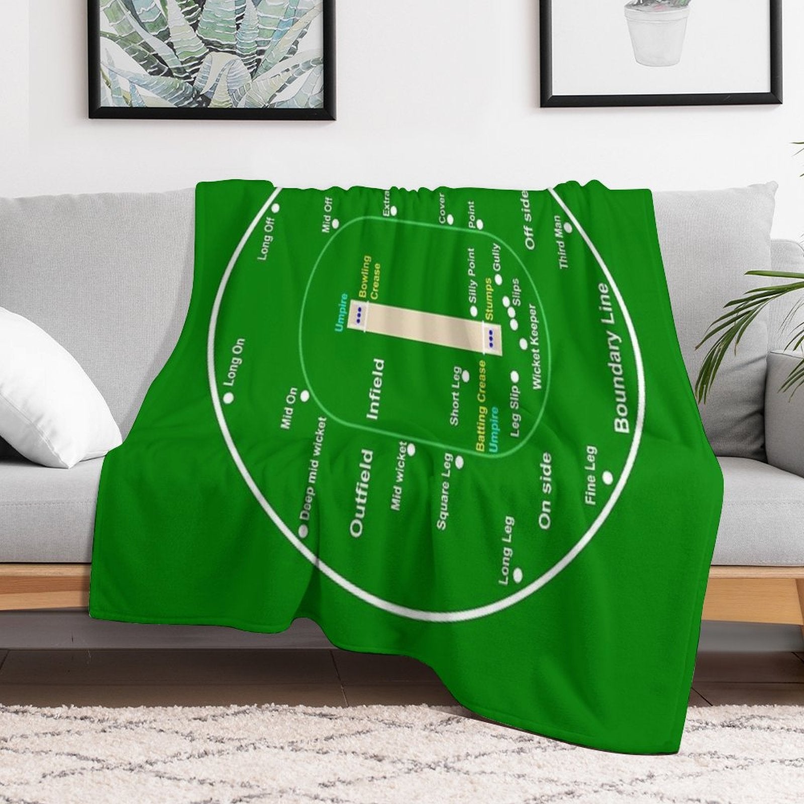 Cricket Pitch Layout Machine-washable Throw Blanket