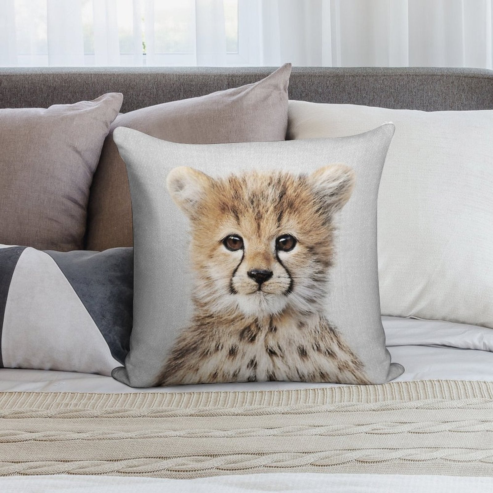 Baby Cheetah - Colorful Soft Bedroom Essential Throw Pillow