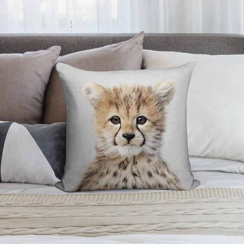 Baby Cheetah - Colorful Soft Bedroom Essential Throw Pillow