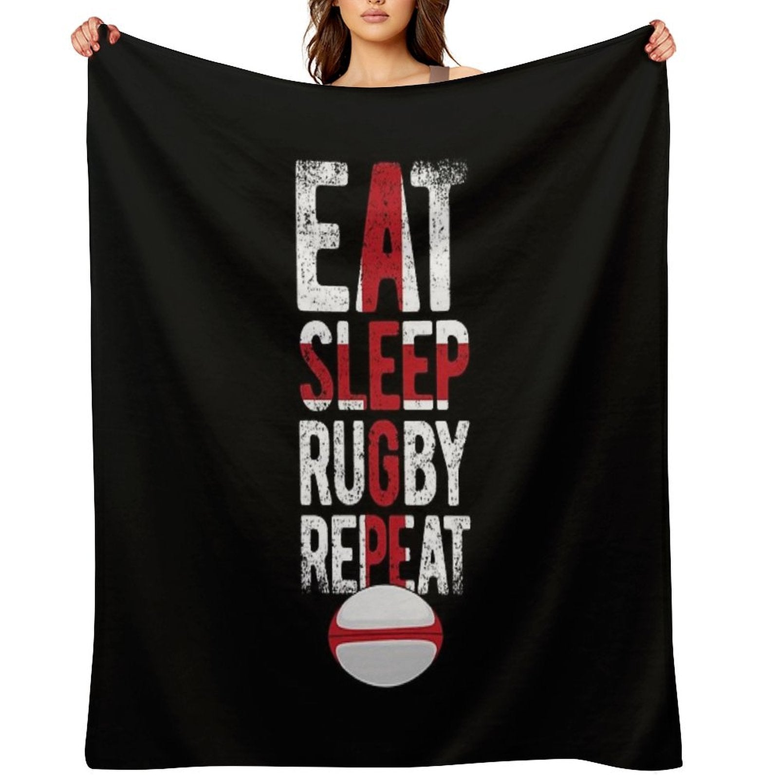 Eat Sleep Rugby Repeat England Rugby Quick-dry Throw Blanket