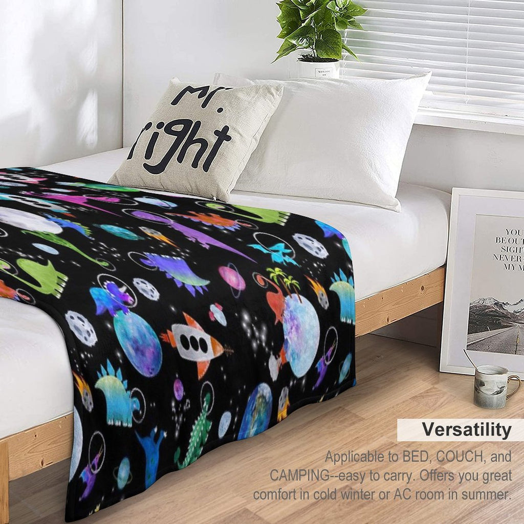 Dinosaur Astronauts In Outer Space Anti-pilling Throw Blanket