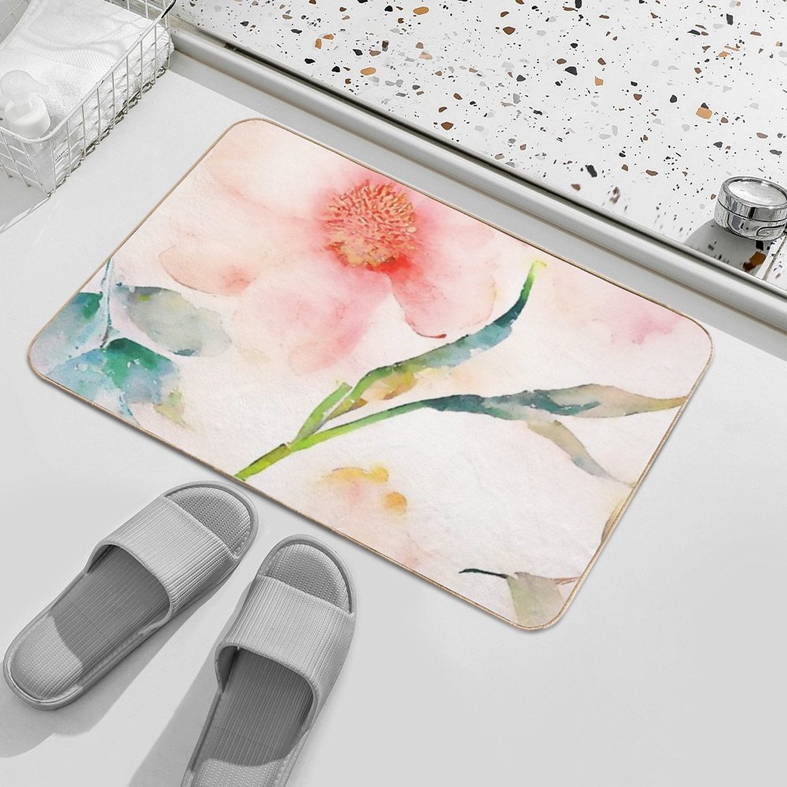 Vintage Floral Painting #1  Pet-Safe Bath Mat