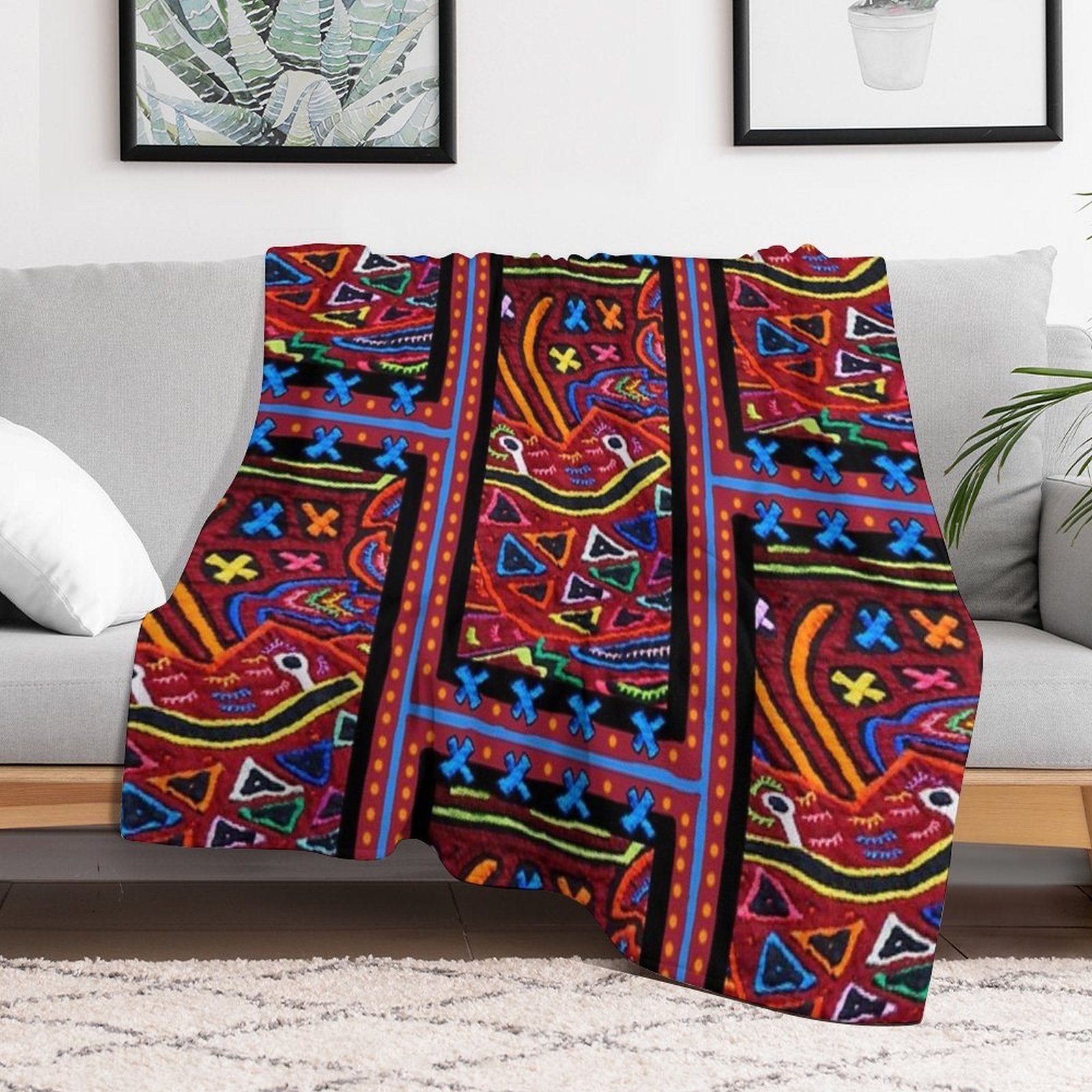 Panama Mola Design Eco-conscious Throw Blanket