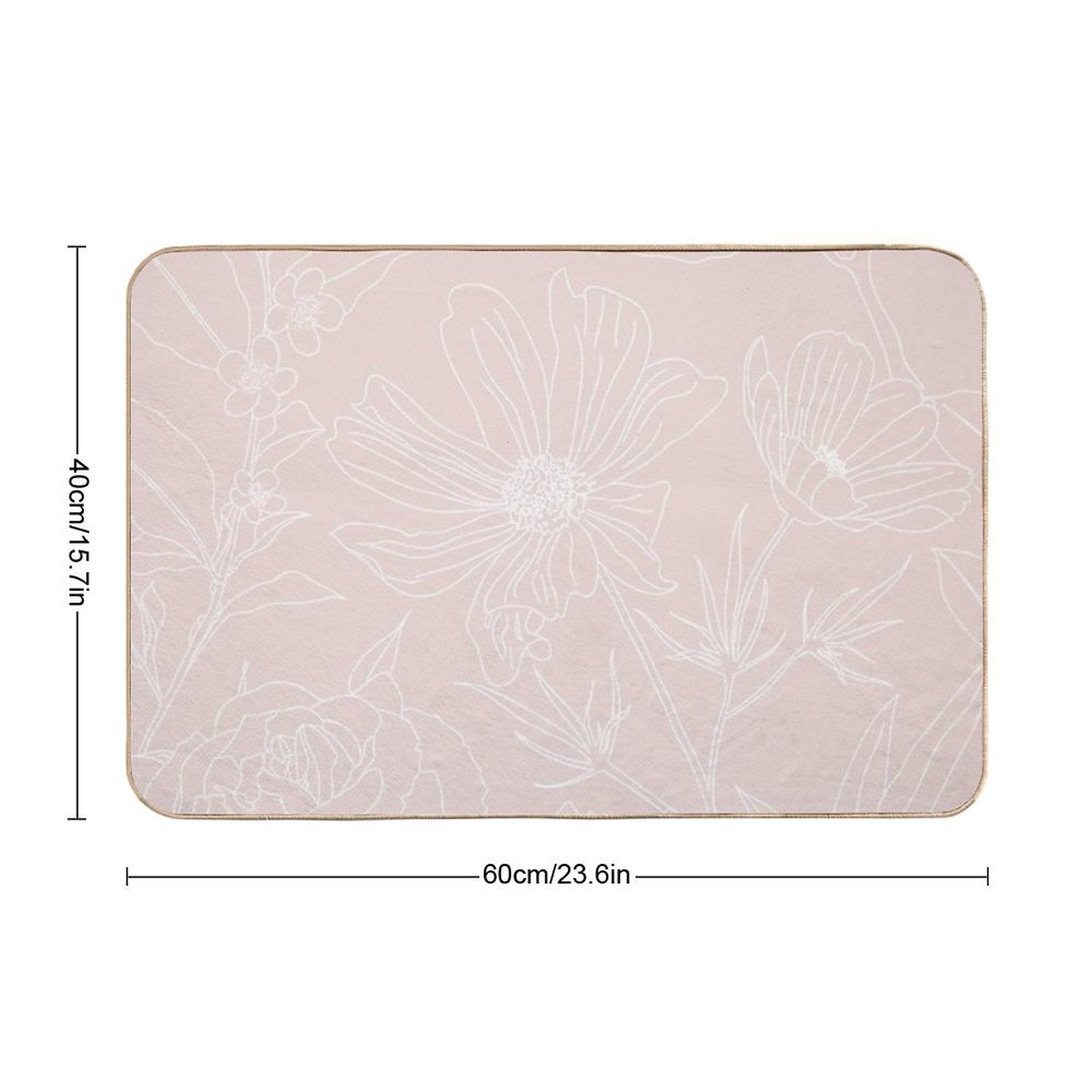 Trendy White Flowers Outlines Blush Pink Design  Dirt-Trapping Bath Mat