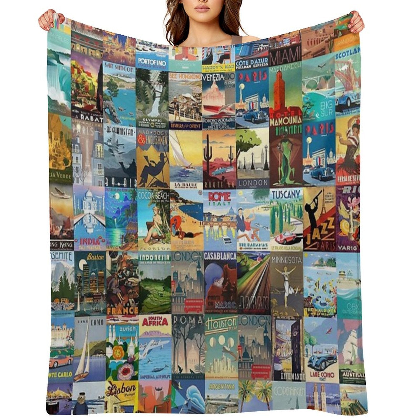 Art Deco Travel Velvety-soft Throw Blanket