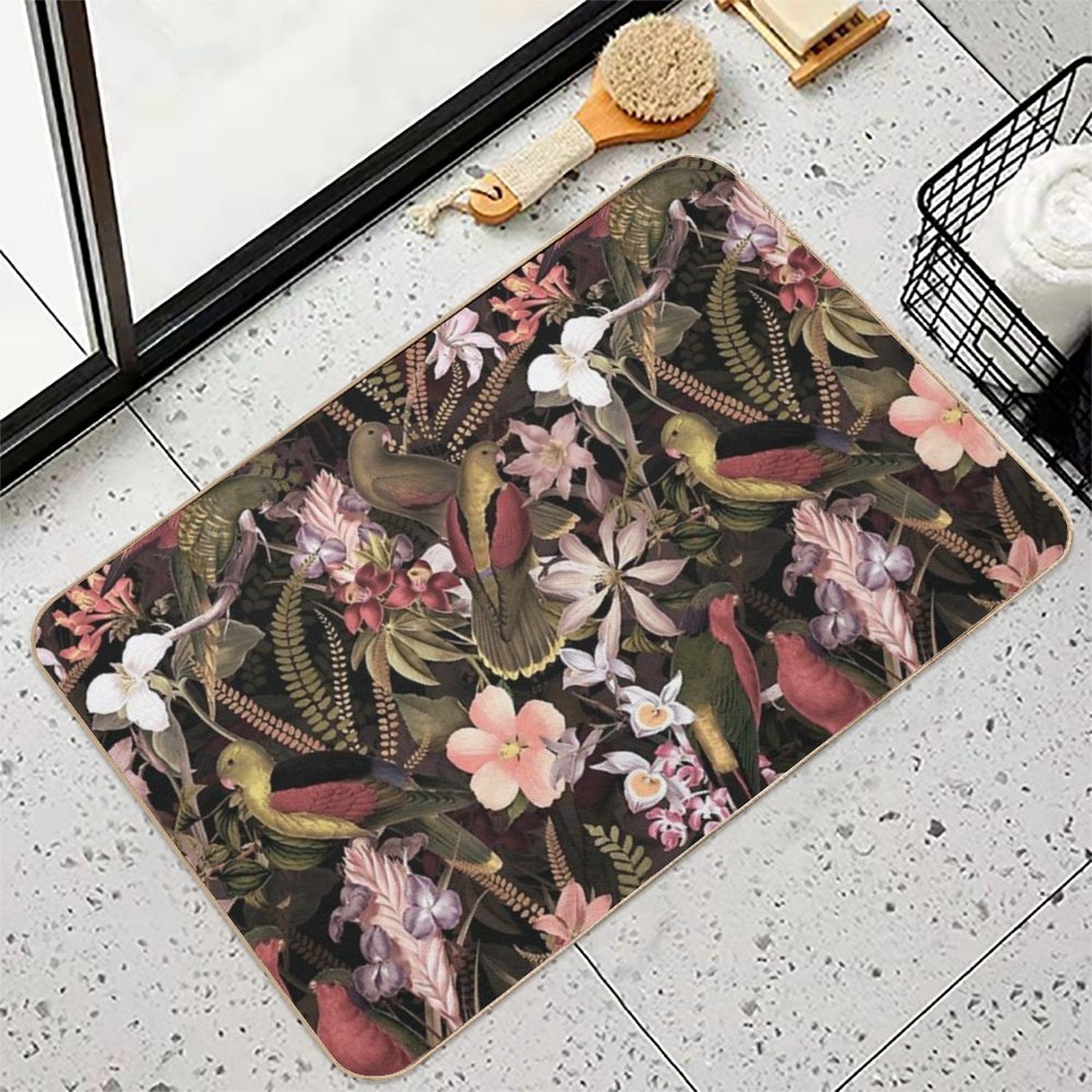 Vintage Parrot Jungle Botanical Garden 1 Nightgarden  High-Traffic Bath Mat