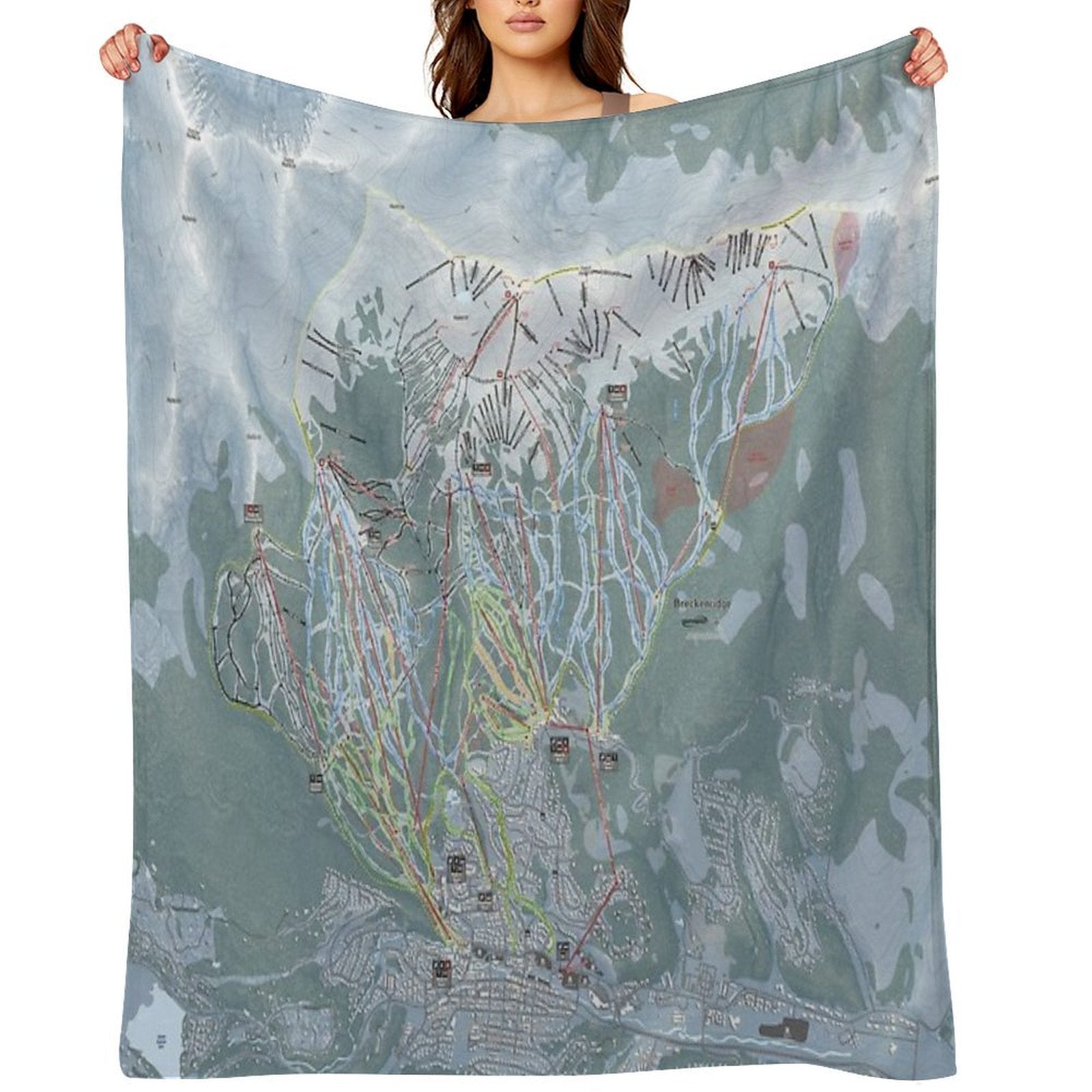Breckenridge Resort Trail Map Wrinkle-free Throw Blanket
