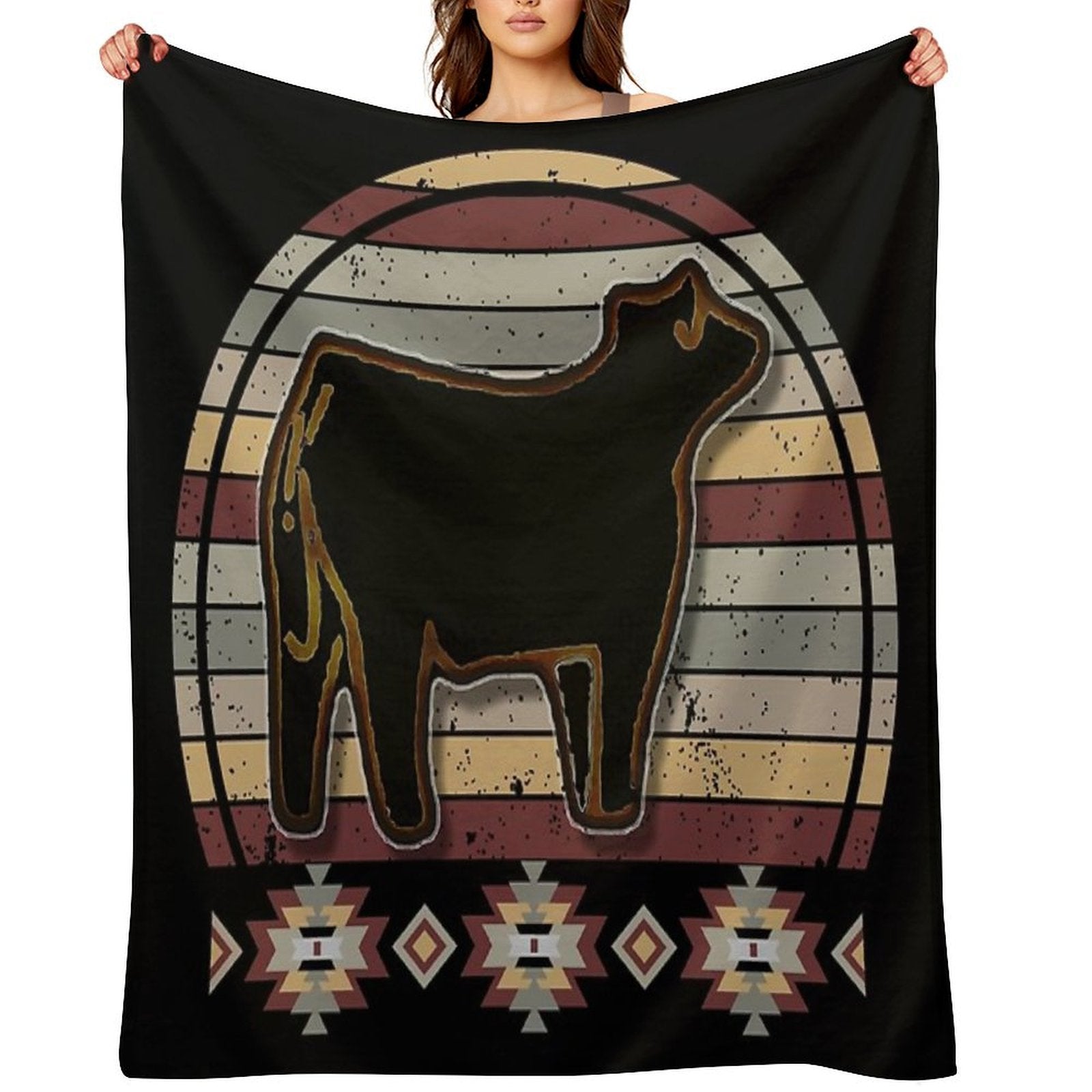 Livestock Show Steers - Market Steer Anti-pilling Throw Blanket