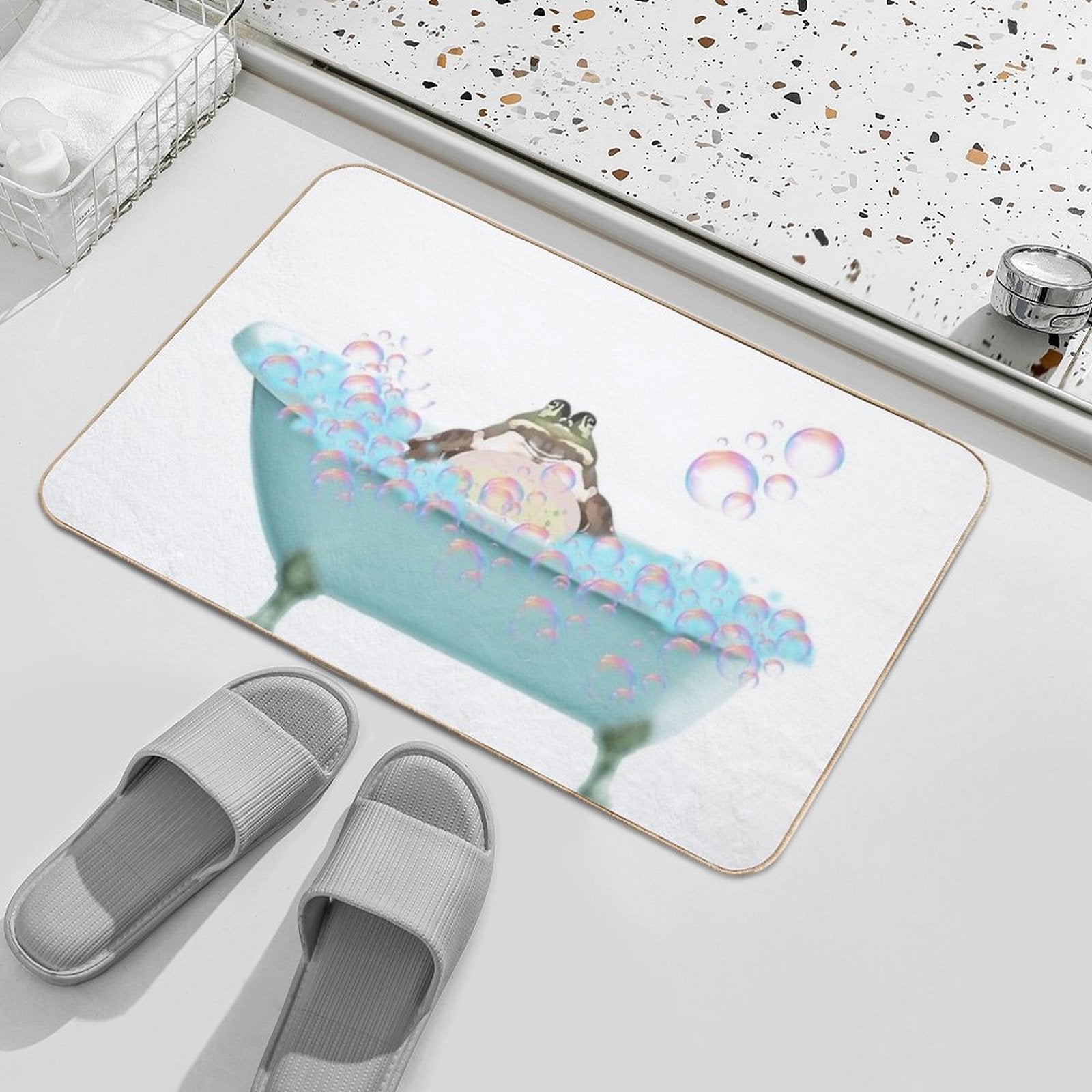 Toad Taking A Bath  Easy Maintenance Bath Mat