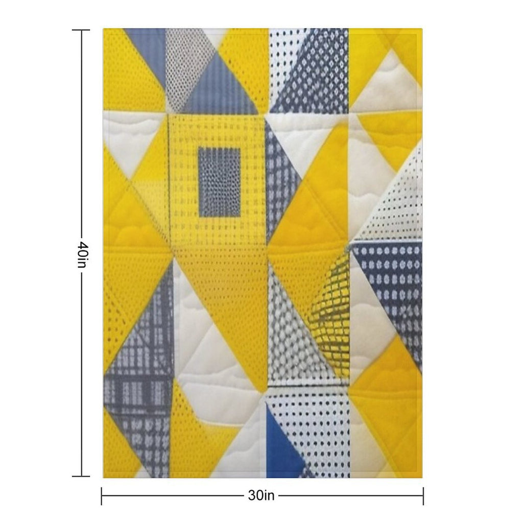 Bright Yellow Patchwork Quilt Plush Throw Blanket