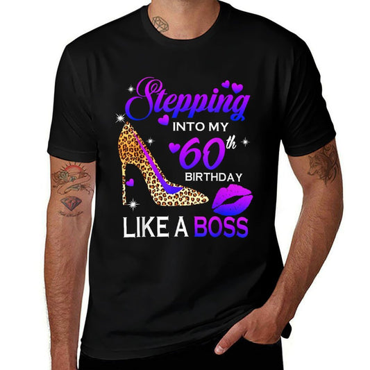 Womens 60th Birthday Gifts Stepping Into 60 Leopard Shoes  Lightweight T-Shirt