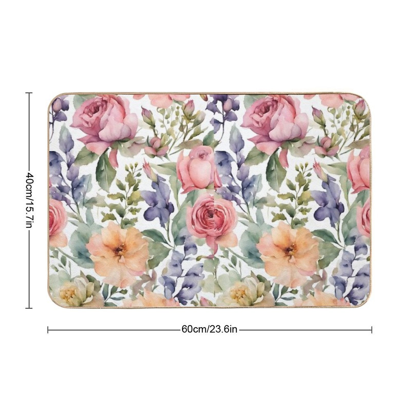 Watercolor Seamless Pattern with Flowers. Vintage Floral Pattern. Flower Pattern.. Botanical Art. Floral Botanical Collection. W  High-Traffic Bath Mat