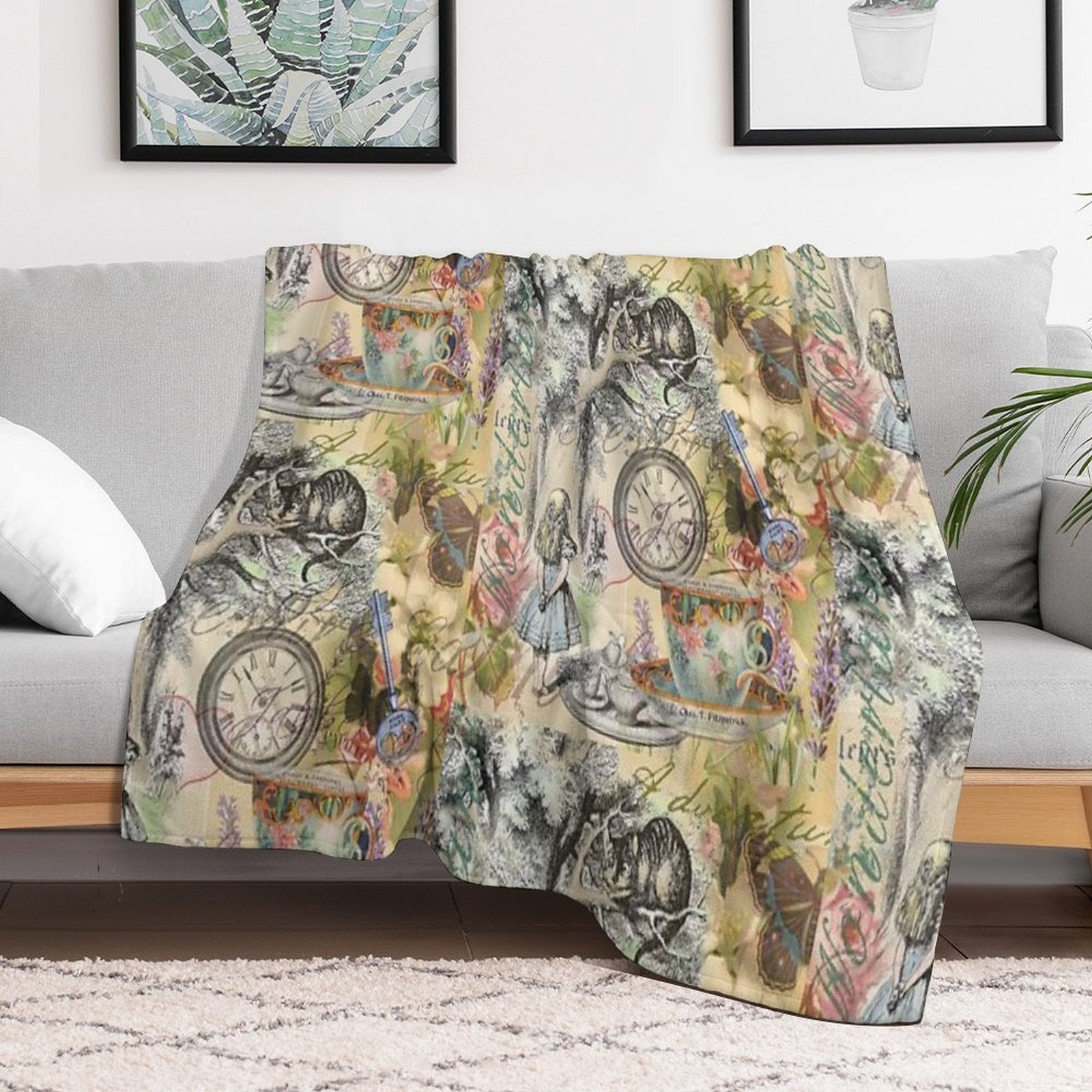 Cheshire Cat Alice in Wonderland Quick-dry Throw Blanket