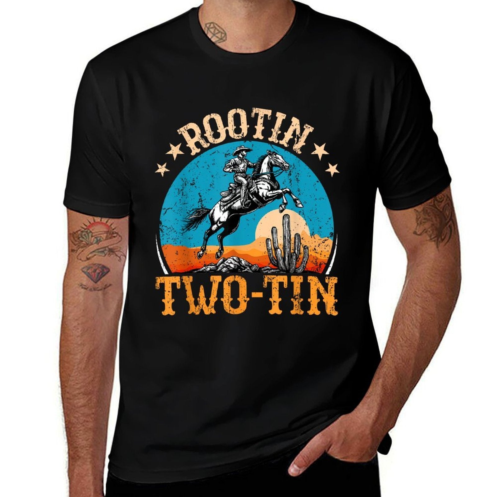 Rootin Two-tin 2nd Birthday 2 Year Old Western Cowboy Bday  Moisture-wicking T-Shirt