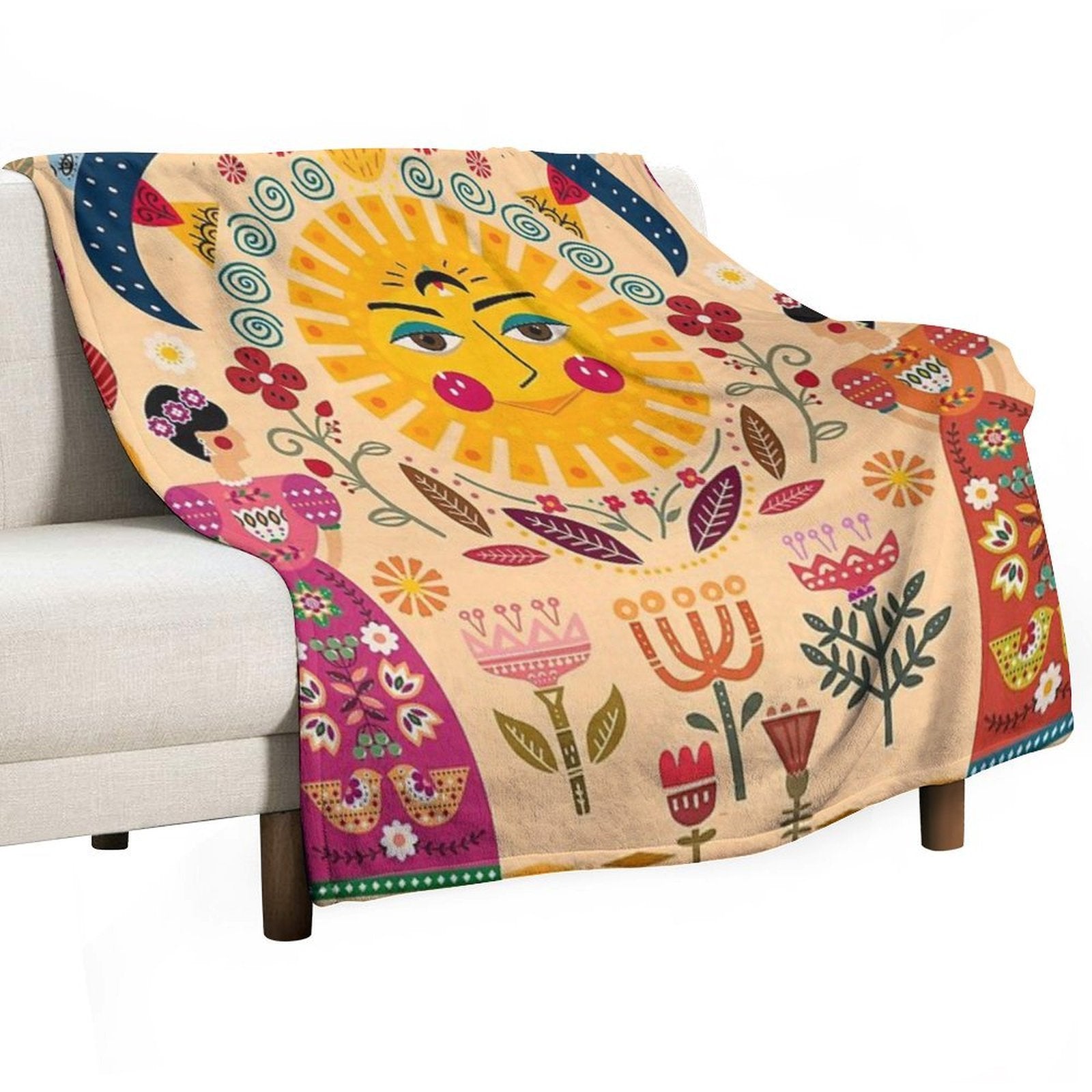 Folk Art Inspired By The Fabulous Frida Compact Throw Blanket