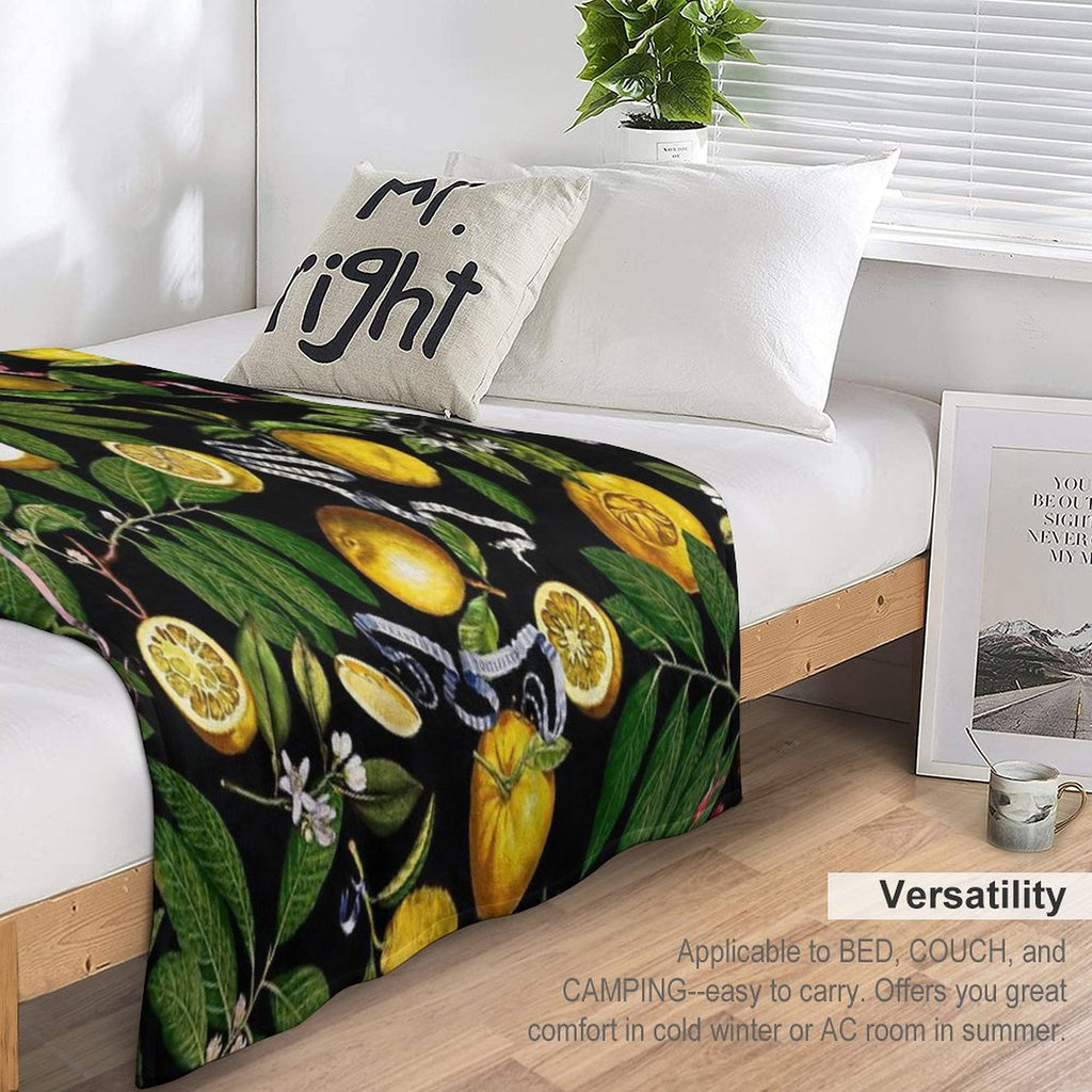 Lemon Tree - Black Eco-conscious Throw Blanket