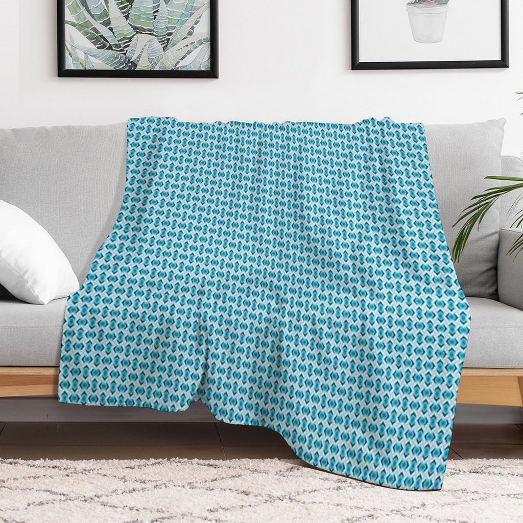 Overlapping Aqua Blue Diamonds Quick-dry Throw Blanket