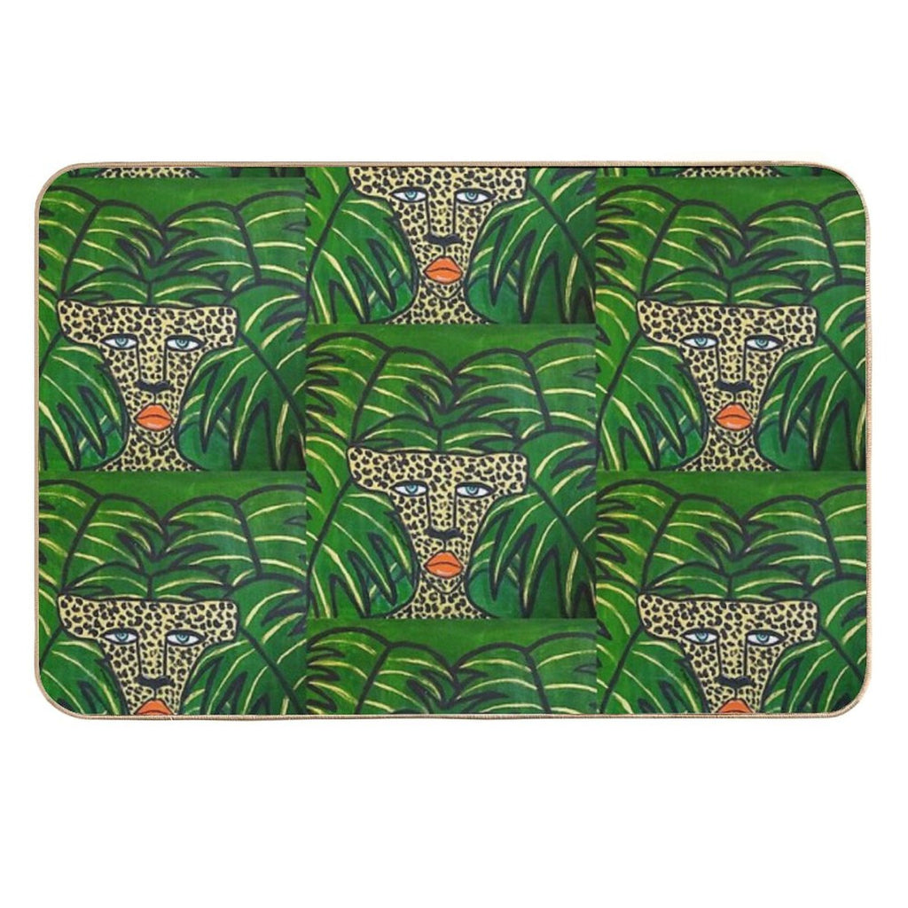 Cheetah On Green Leaves  Toxin-Free Bath Mat