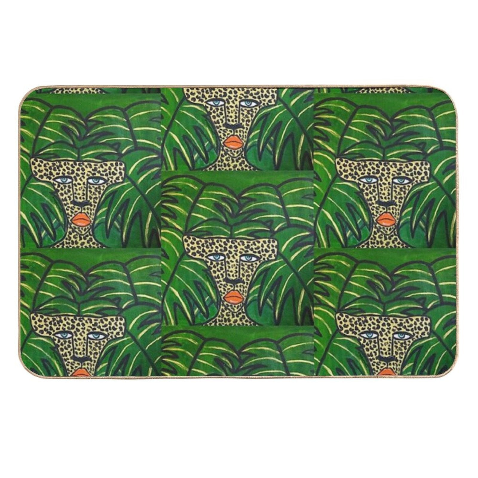 Cheetah On Green Leaves  Toxin-Free Bath Mat