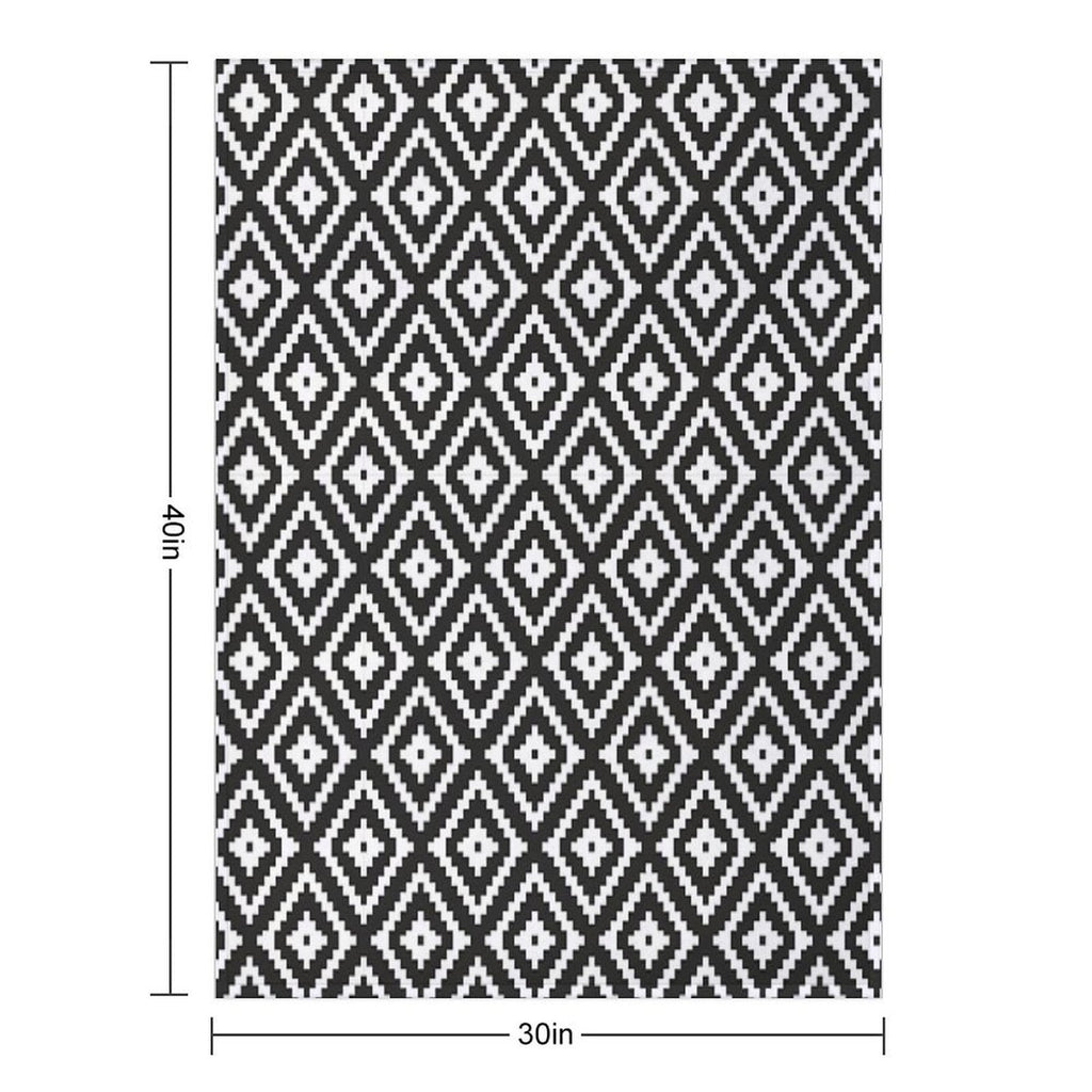 Aztec - White on Black Velvety-soft Throw Blanket