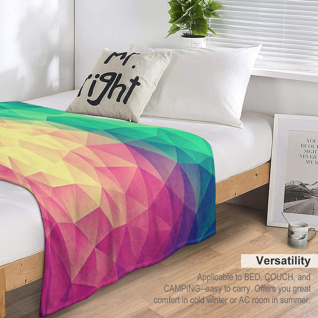 Abstract Polygon Multi Color Cubism Low Poly Triangle Pride  LGBT Design Shrink-resistant Throw Blanket