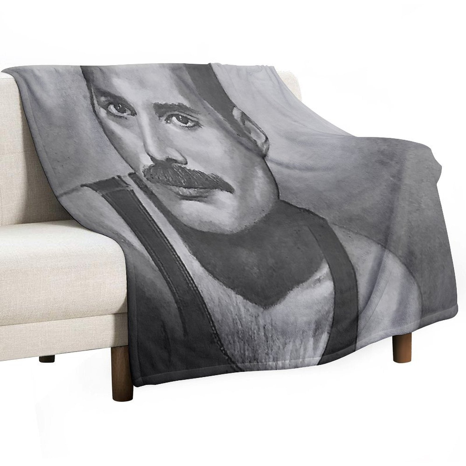 Freddie Mercury Fan Art – Queen’s Legendary Frontman Quick-dry Throw Blanket