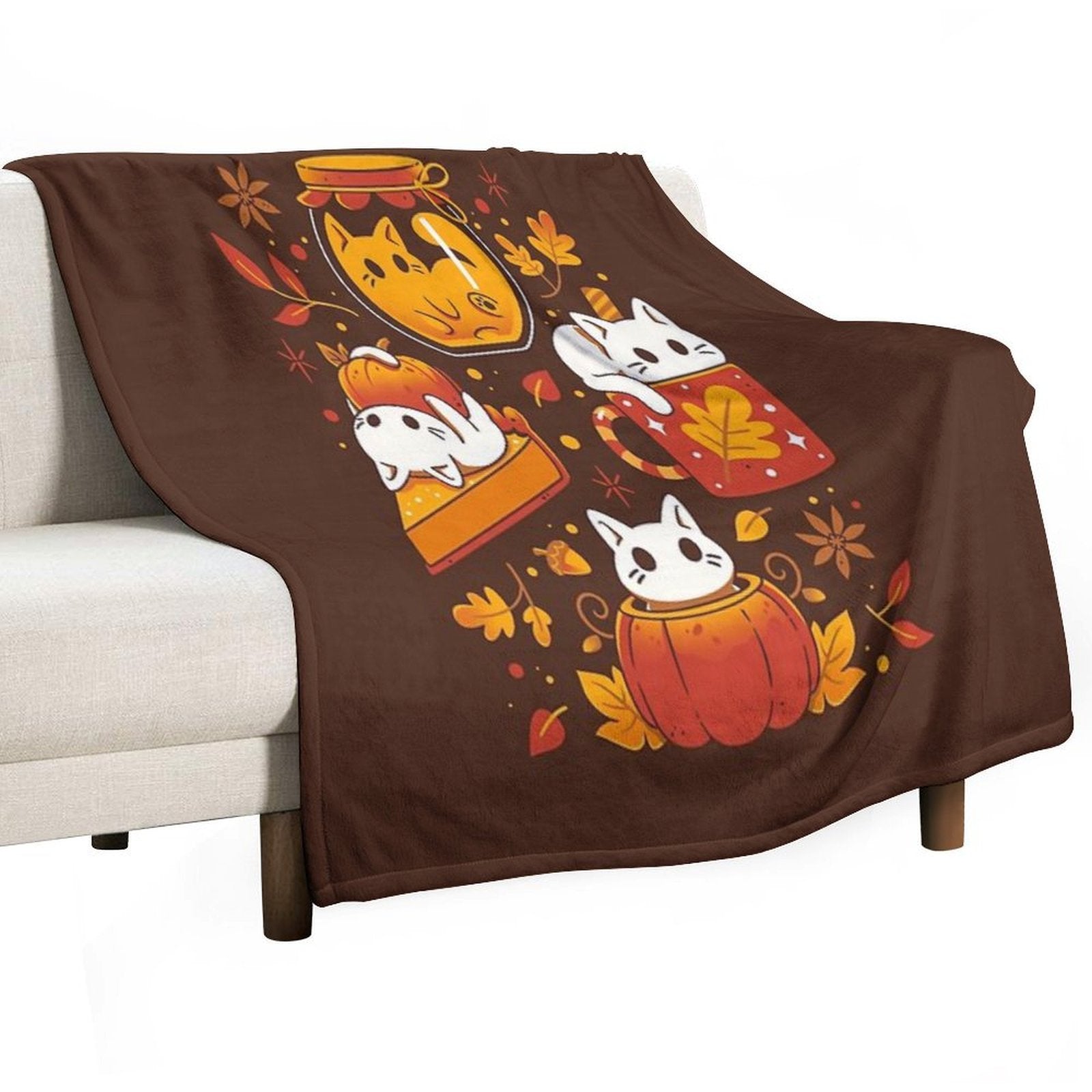 Pumpkin Party Kittens - Fall Cats Anti-pilling Throw Blanket