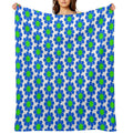 Blue Green Hippy Flower Daisy Wrinkle-free Throw Blanket
