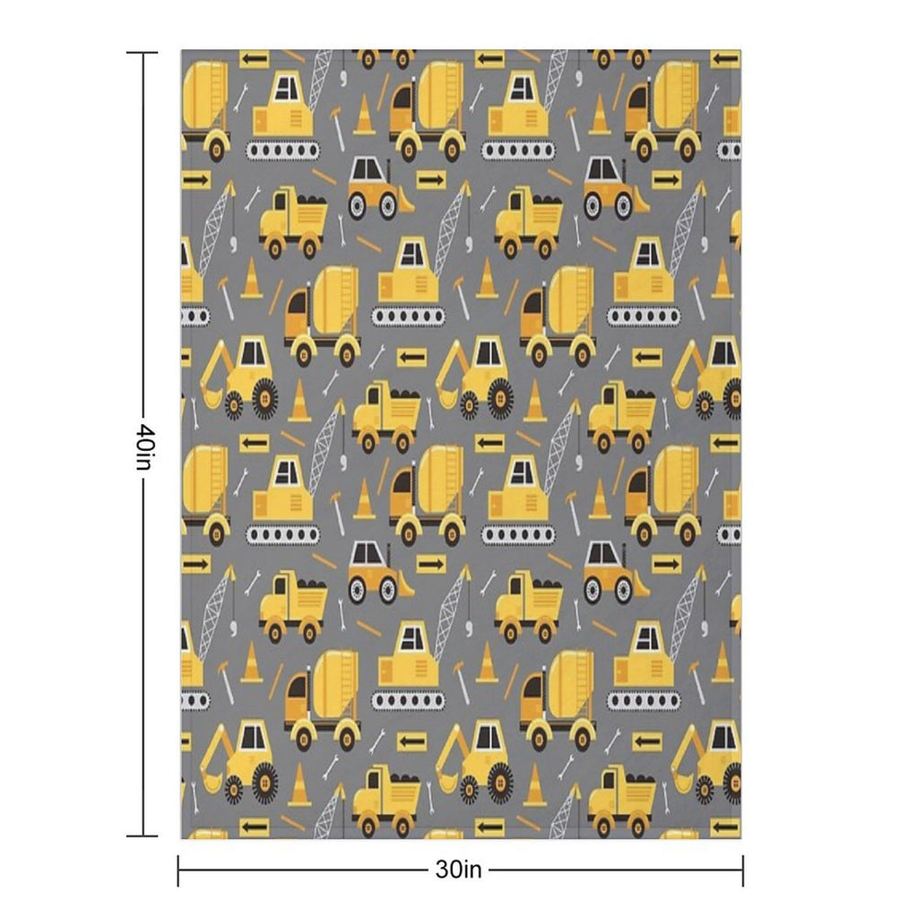 Construction Trucks on Gray Lightweight Throw Blanket