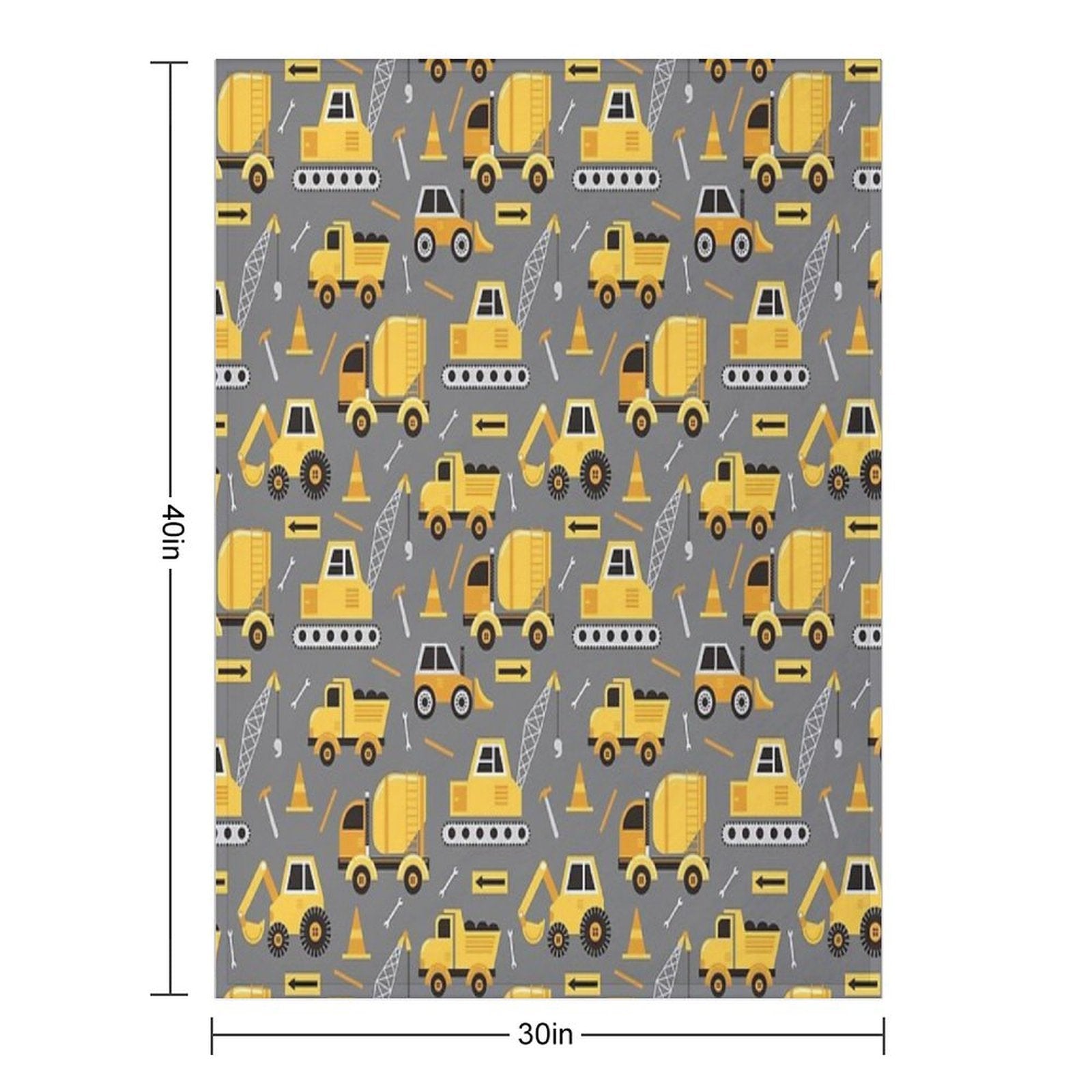 Construction Trucks on Gray Lightweight Throw Blanket