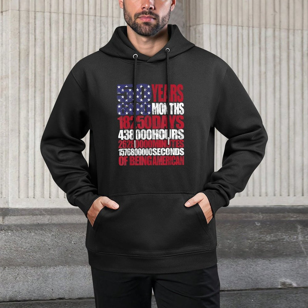 50 Years of Being American Usa Patriotic 50th Birthday Gift Shape Retention Hoodie