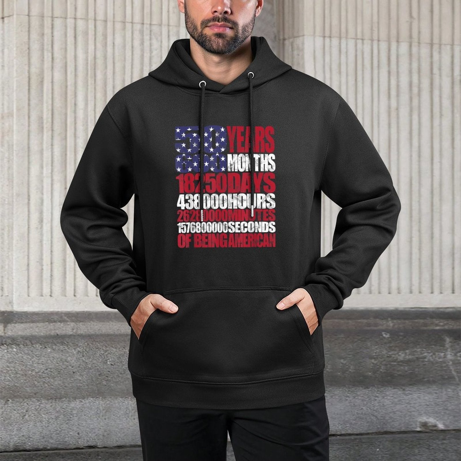 50 Years of Being American Usa Patriotic 50th Birthday Gift Shape Retention Hoodie