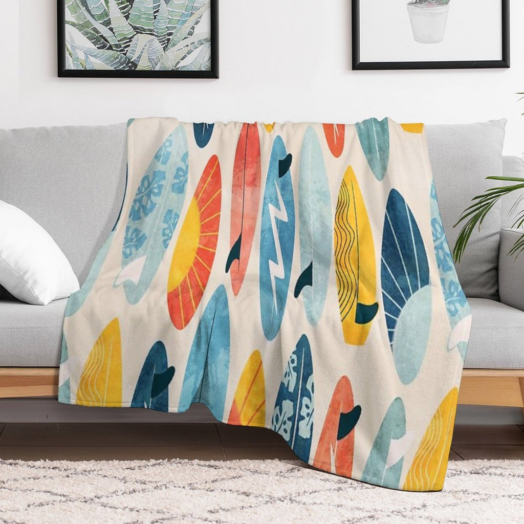 Surfboard White Wrinkle-free Throw Blanket