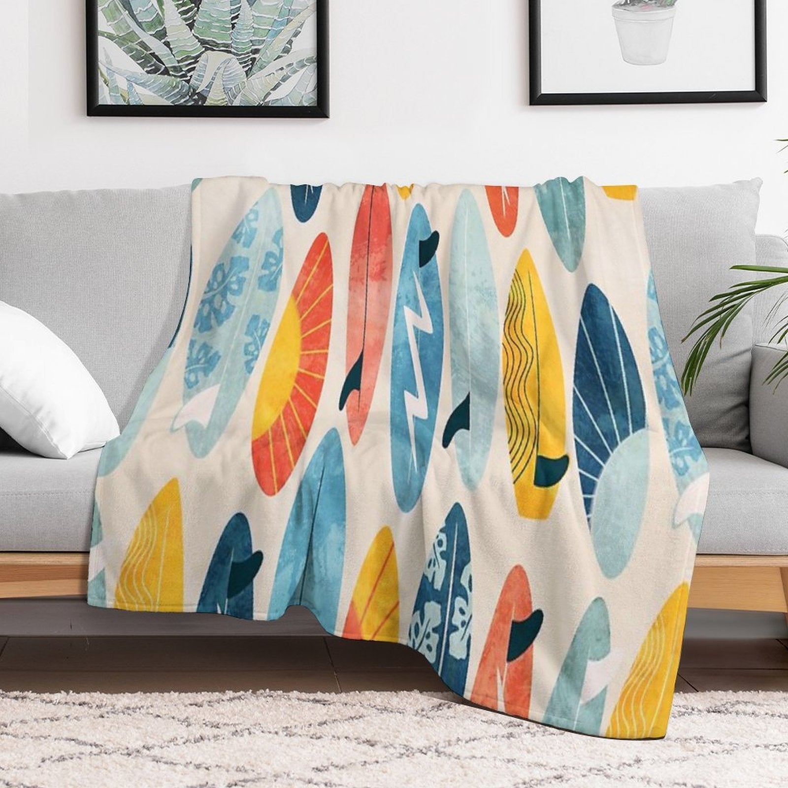 Surfboard White Wrinkle-free Throw Blanket
