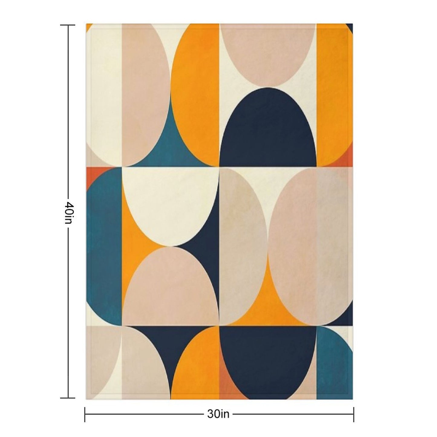 Mid Century Modern, Half Circles, Geometric, Mustard Yellow, Teal. Sand Multi-functional Throw Blanket