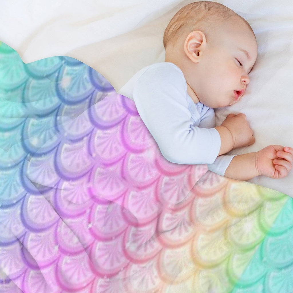 Rainbow Mermaid Scale Costume Sustainable Throw Blanket