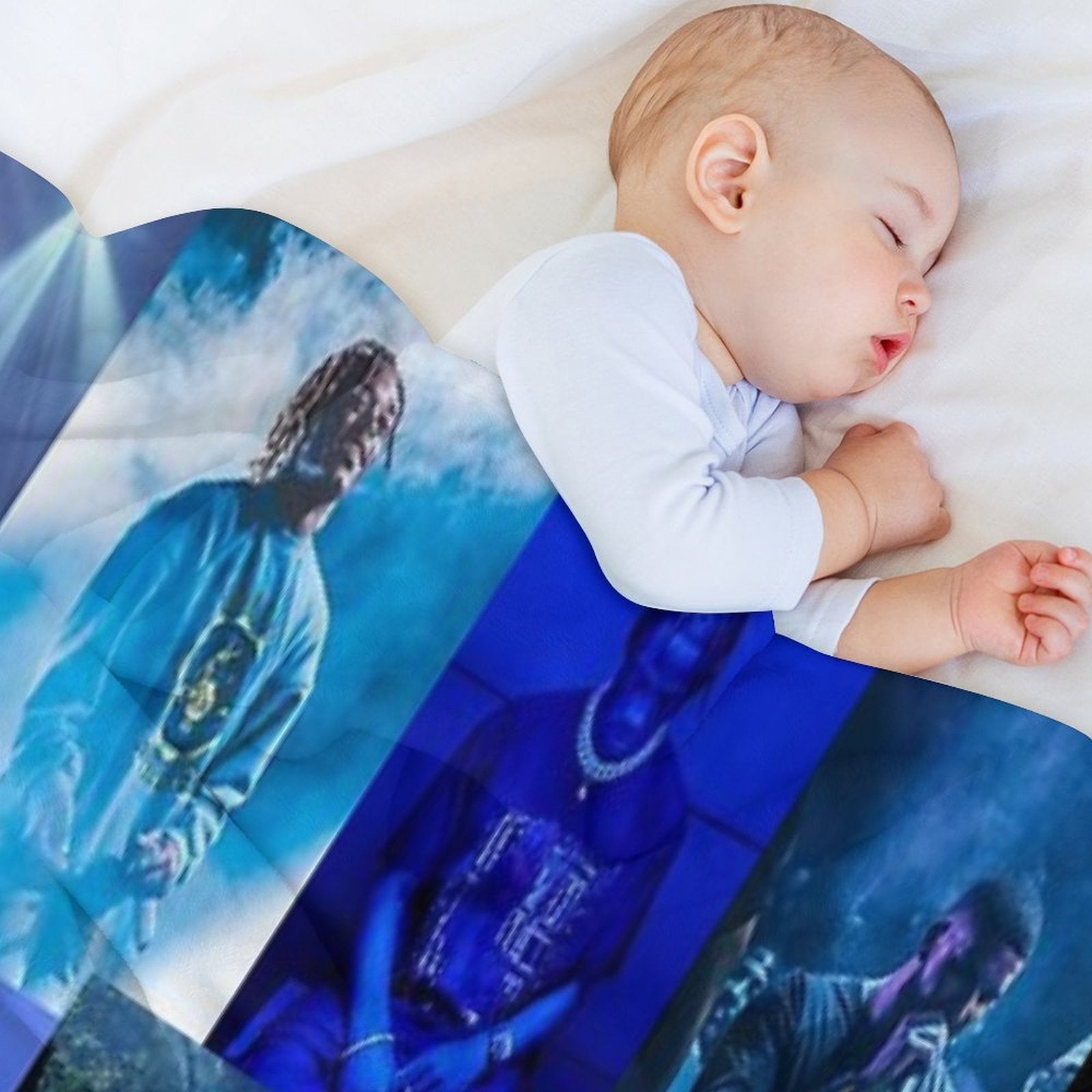 Blue Rap Collage Machine-washable Throw Blanket