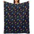 Dinosaurs In Space Pattern All-season Throw Blanket