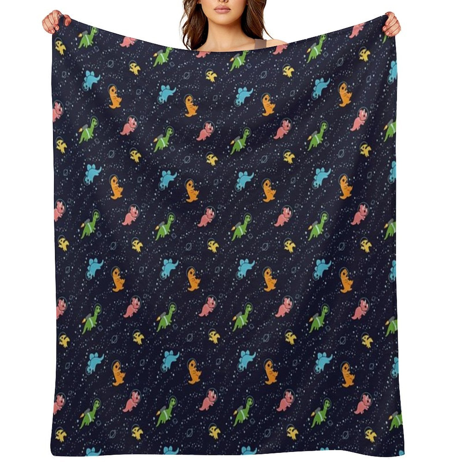 Dinosaurs In Space Pattern All-season Throw Blanket