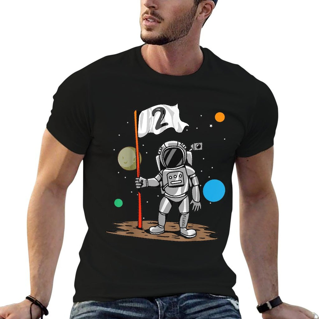 2nd Birthday Party Outer Astrology  2 Years Astronaut Space  Eco-friendly Material T-Shirt