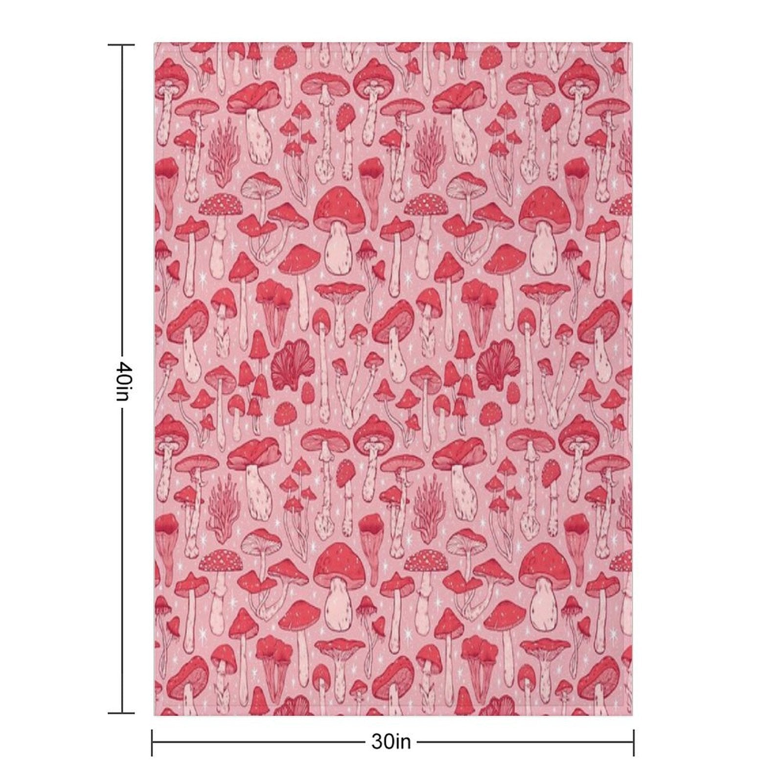 Deadly Mushrooms Red on Pink Eco-conscious Throw Blanket